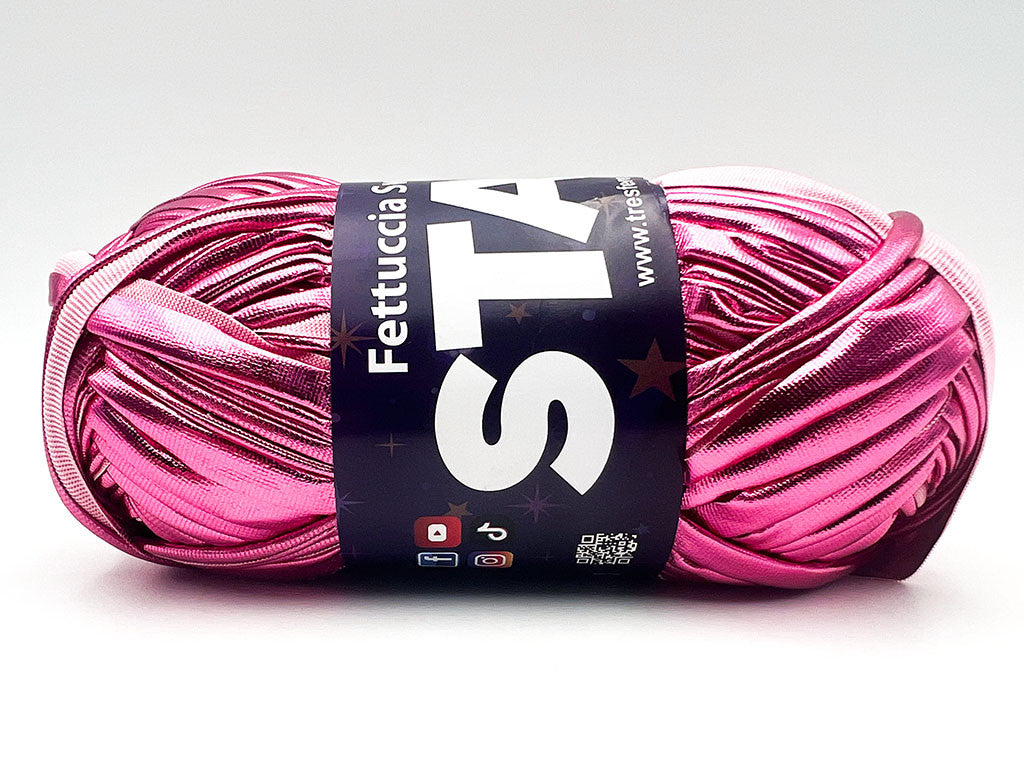Fettuccia Swan Star Lycra 100g Filato Elastico Lucido per Uncinetto Borse Pochette Accessori Fai da Te Morbida - Rosa