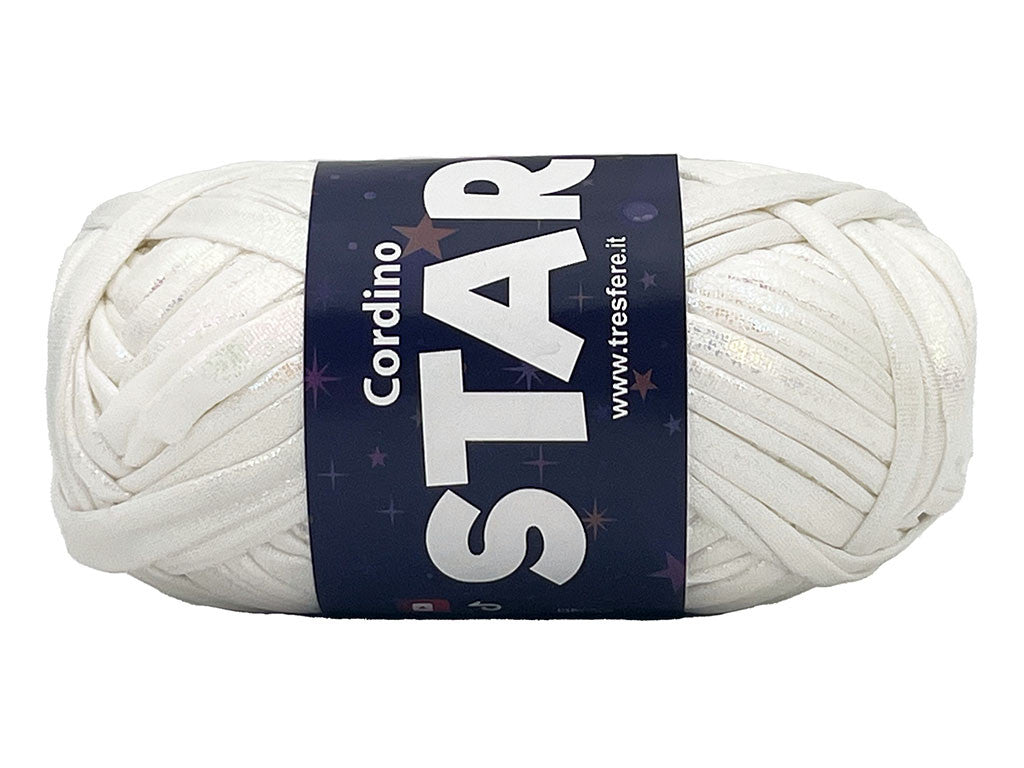 Fettuccia Swan Star Lycra 100g Filato Elastico Lucido per Uncinetto Borse Pochette Accessori Fai da Te Morbida - BIANCO PERLATO