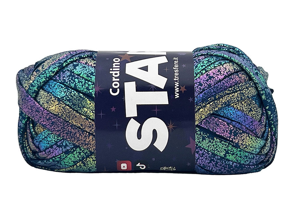 Fettuccia Swan Star Lycra 100g Filato Elastico Lucido per Uncinetto Borse Pochette Accessori Fai da Te Morbida - BLU MIX