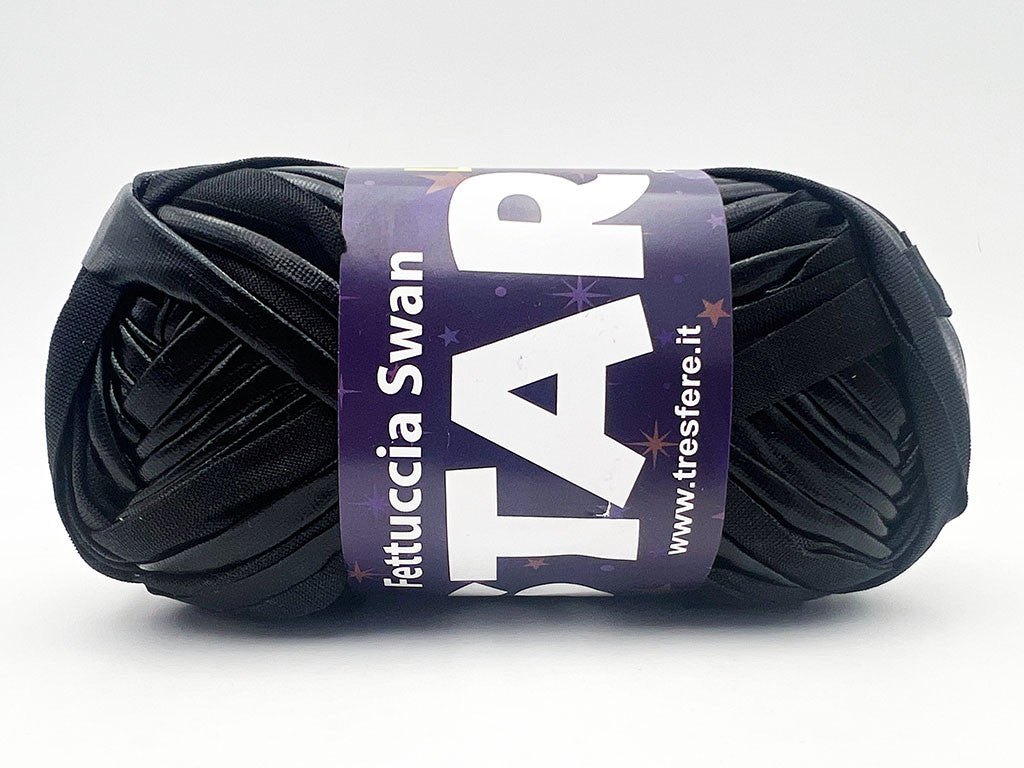 Fettuccia Swan Star Lycra 100g Filato Elastico Lucido per Uncinetto Borse Pochette Accessori Fai da Te Morbida - Nero