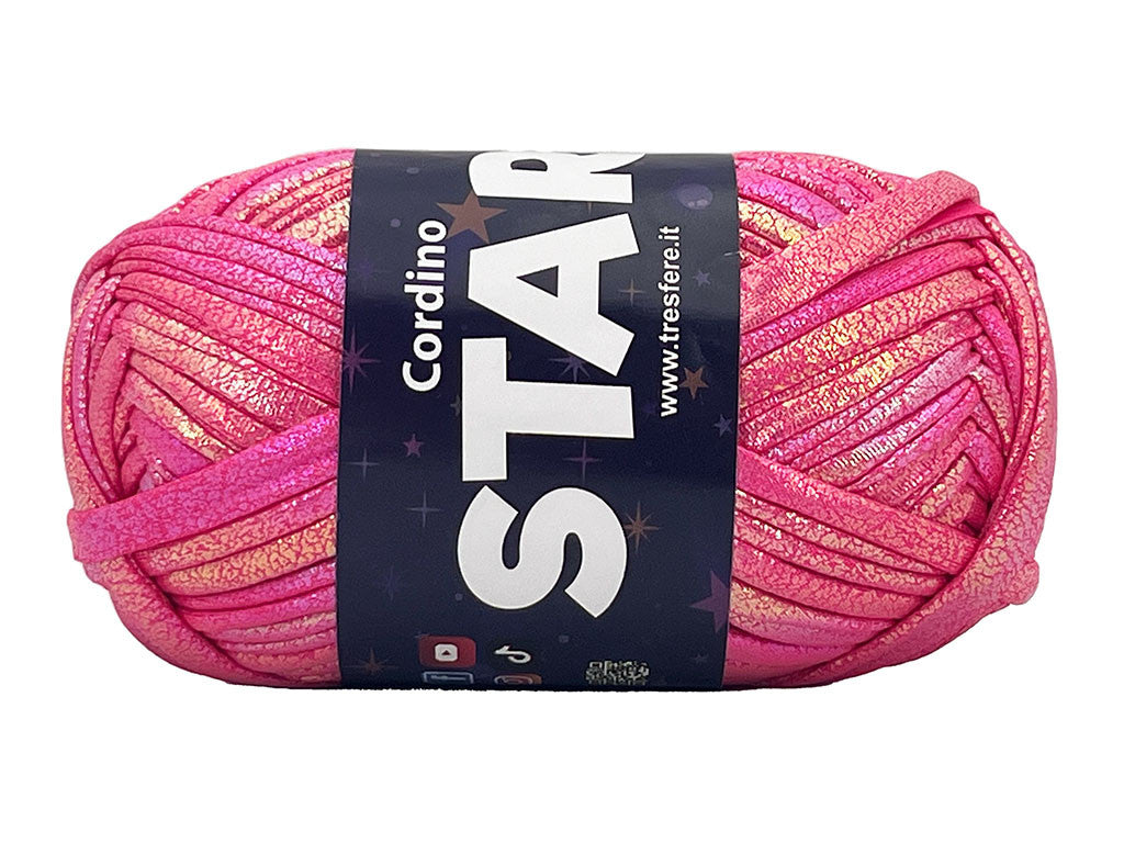 Fettuccia Swan Star Lycra 100g Filato Elastico Lucido per Uncinetto Borse Pochette Accessori Fai da Te Morbida - FUCSIA