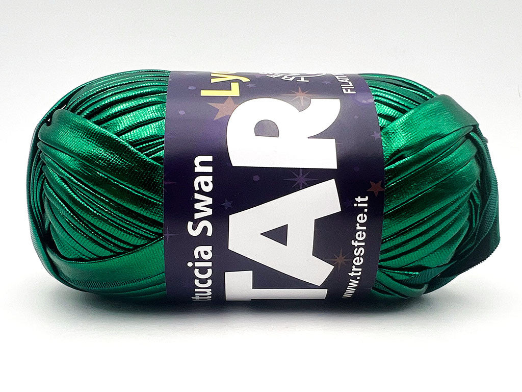 Fettuccia Swan Star Lycra 100g Filato Elastico Lucido per Uncinetto Borse Pochette Accessori Fai da Te Morbida - Verde