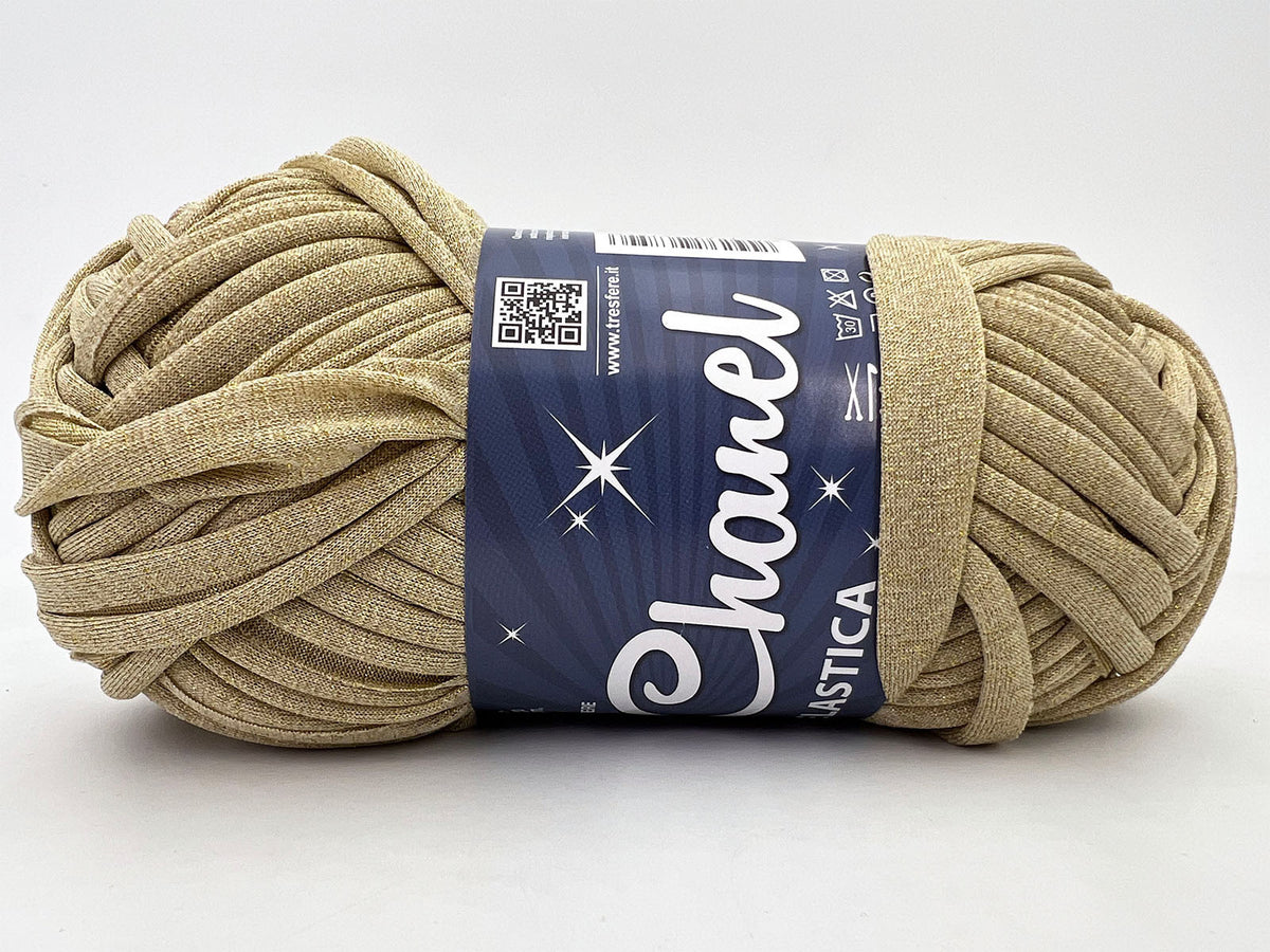 Fettuccia WAOO Lycra Chanel 150g 60m Filato Elastico Glitter per Uncinetto Borse Accessori Fai da Te - Avorio