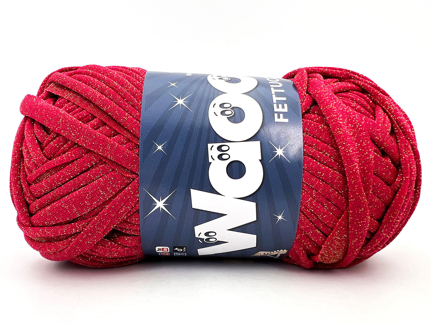 Fettuccia WAOO Lycra Chanel 150g 60m Filato Elastico Glitter per Uncinetto Borse Accessori Fai da Te - Rosso