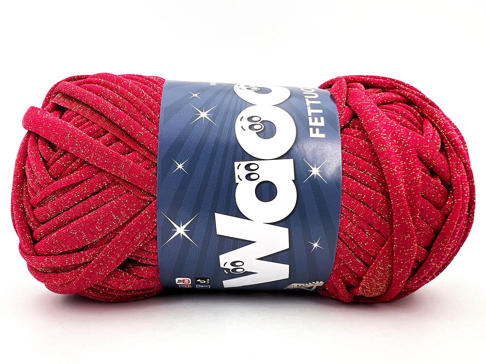 Fettuccia WAOO Lycra Chanel 150g 60m Filato Elastico Glitter per Uncinetto Borse Accessori Fai da Te - Rosso