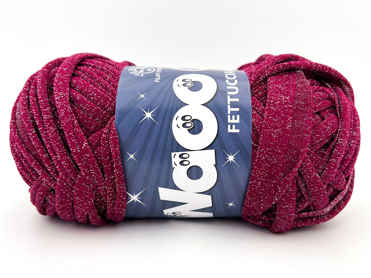 Fettuccia WAOO Lycra Chanel 150g 60m Filato Elastico Glitter per Uncinetto Borse Accessori Fai da Te - AMARANTO
