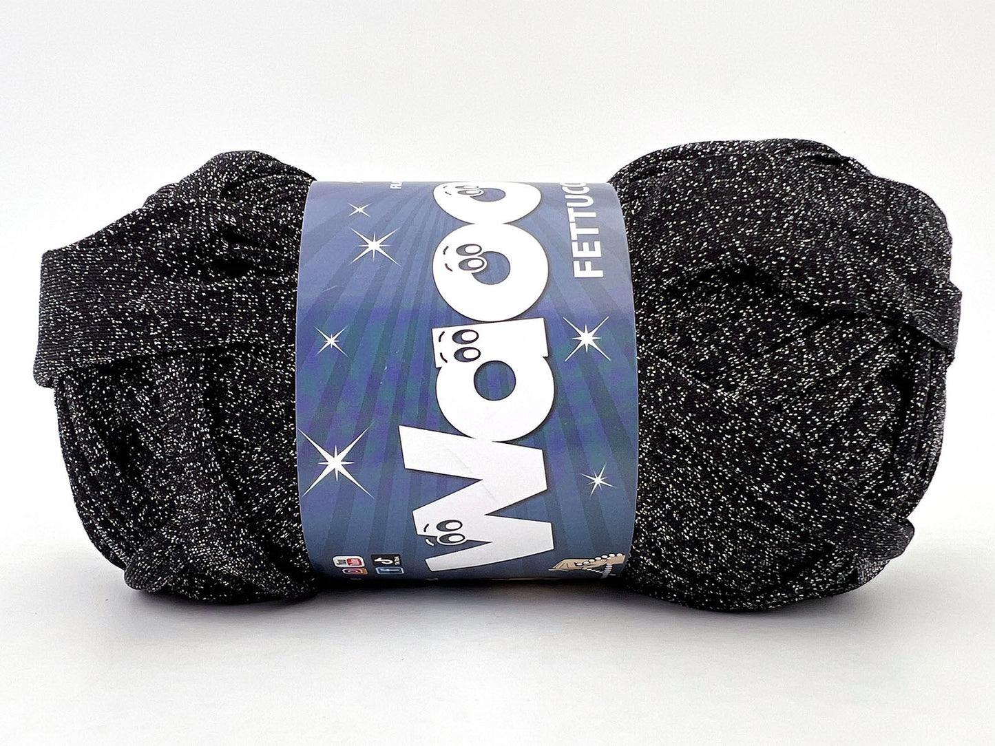 Fettuccia WAOO Lycra Chanel 150g 60m Filato Elastico Glitter per Uncinetto Borse Accessori Fai da Te - NERO-ARGENTO