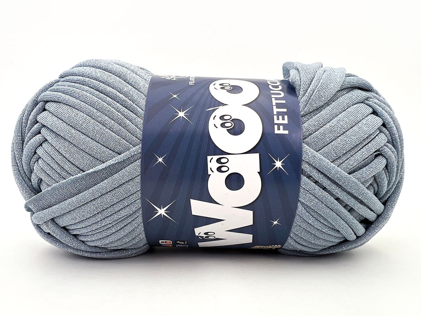 Fettuccia WAOO Lycra Chanel 150g 60m Filato Elastico Glitter per Uncinetto Borse Accessori Fai da Te - CELESTE