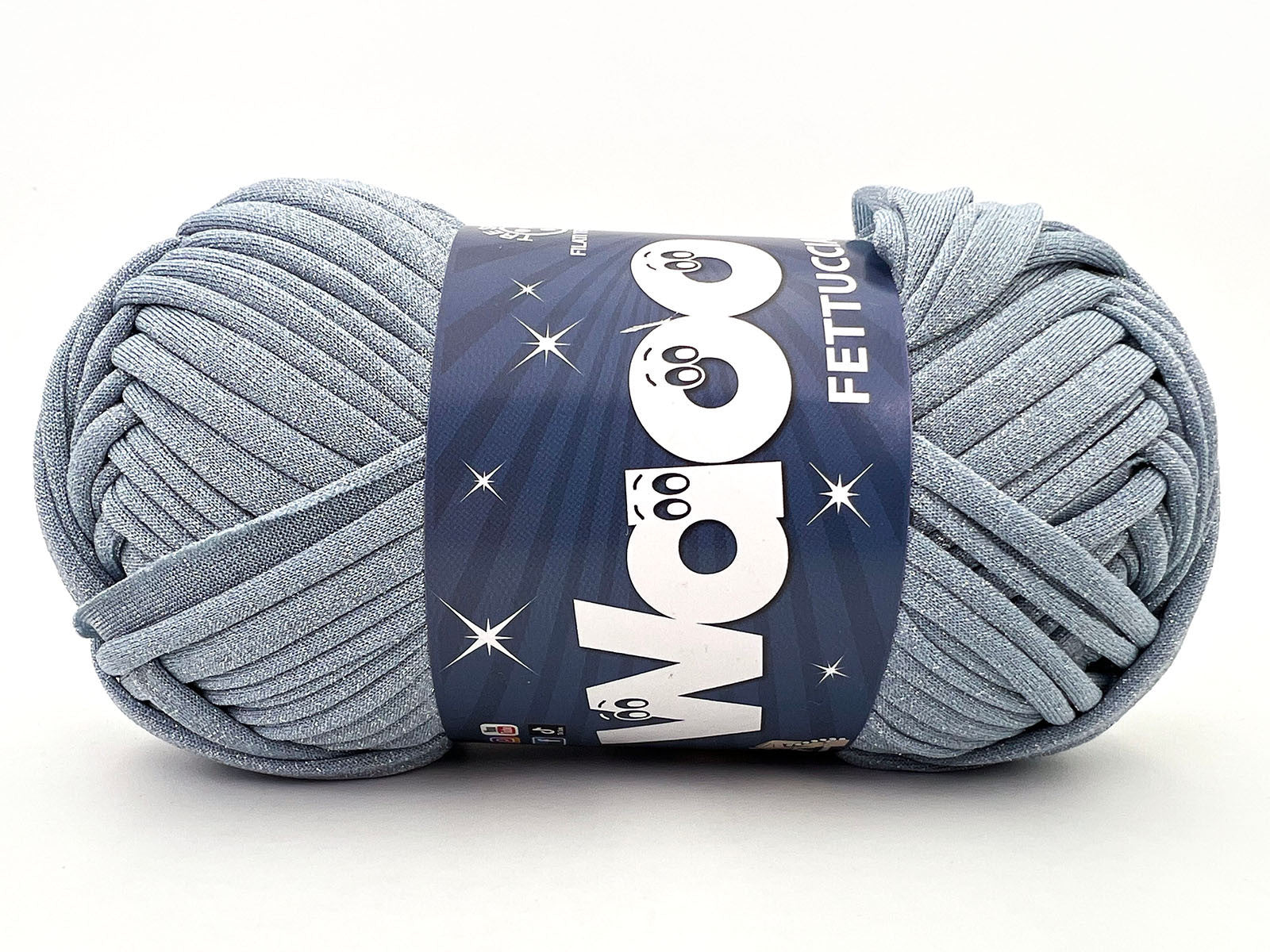 Fettuccia WAOO Lycra Chanel 150g 60m Filato Elastico Glitter per Uncinetto Borse Accessori Fai da Te - CELESTE