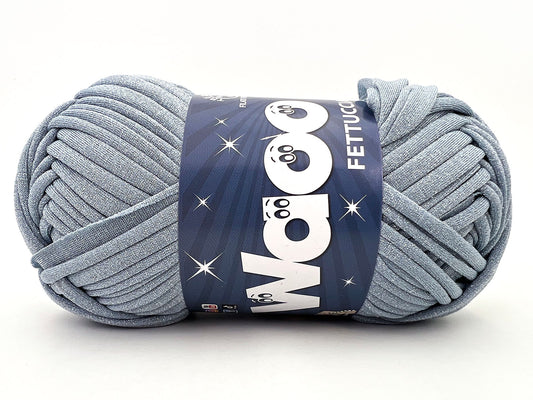 Fettuccia WAOO Lycra Chanel 150g 60m Filato Elastico Glitter per Uncinetto Borse Accessori Fai da Te - CELESTE