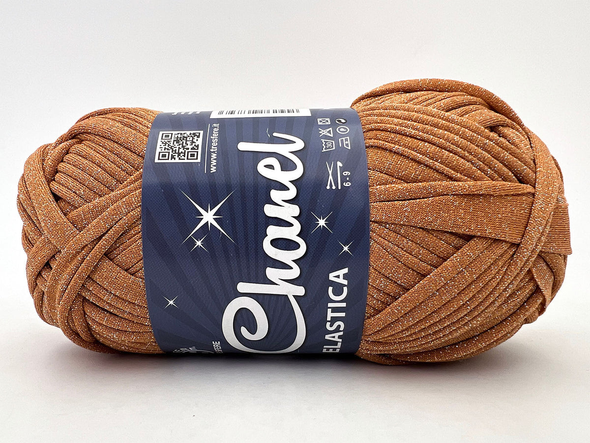 Fettuccia WAOO Lycra Chanel 150g 60m Filato Elastico Glitter per Uncinetto Borse Accessori Fai da Te - PAPAYA