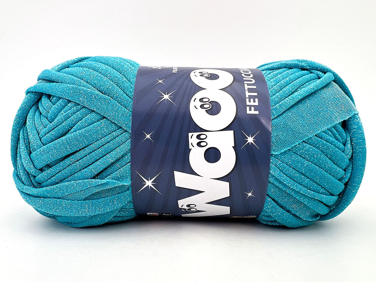 Fettuccia WAOO Lycra Chanel 150g 60m Filato Elastico Glitter per Uncinetto Borse Accessori Fai da Te - TURCHESE