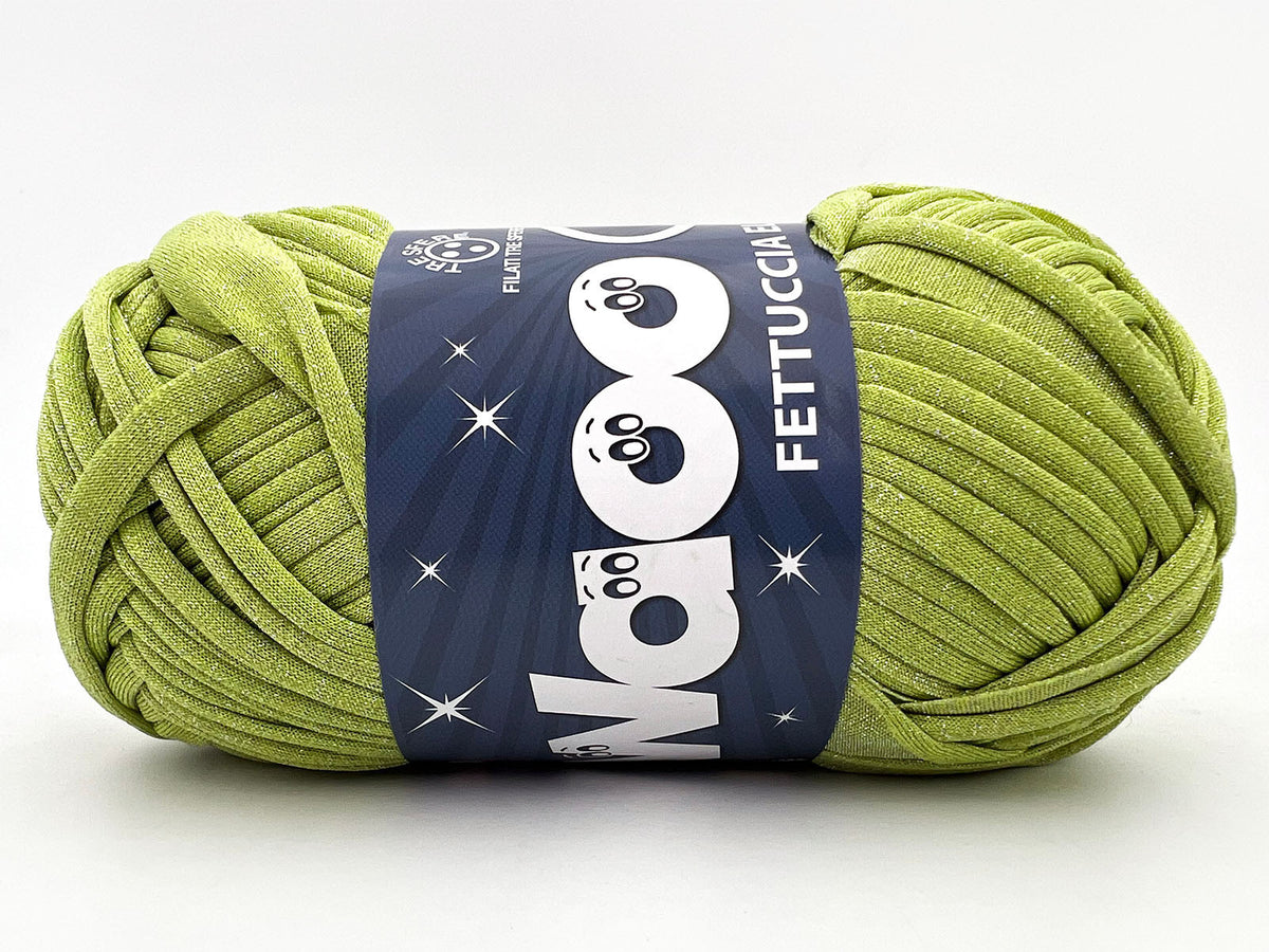 Fettuccia WAOO Lycra Chanel 150g 60m Filato Elastico Glitter per Uncinetto Borse Accessori Fai da Te - LIME