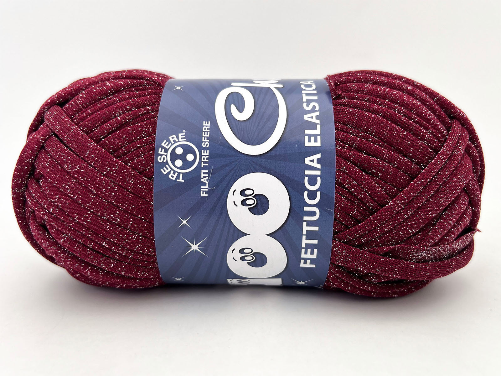 Fettuccia WAOO Lycra Chanel 150g 60m Filato Elastico Glitter per Uncinetto Borse Accessori Fai da Te - BORDEAUX