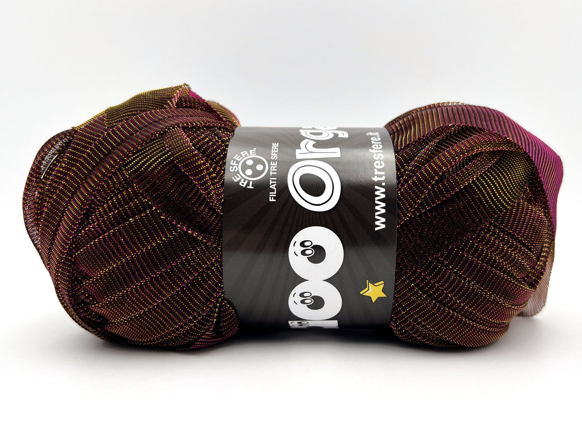 Fettuccia WAOO Organza Glitterata – 100 g / 70 m – Filato per Borse e Accessori a Uncinetto - MELOGRANO