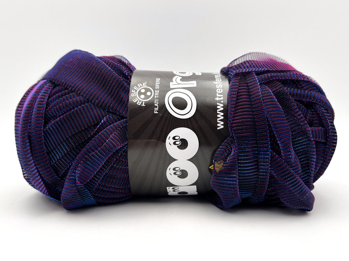 Fettuccia WAOO Organza Glitterata – 100 g / 70 m – Filato per Borse e Accessori a Uncinetto - NOTTURNO
