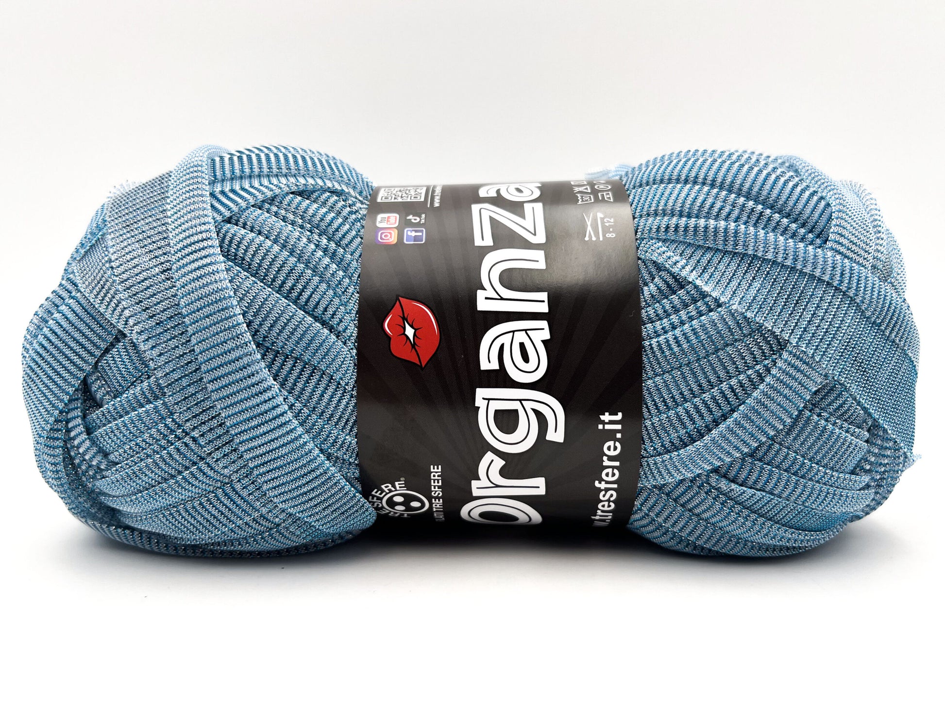 Fettuccia WAOO Organza Glitterata – 100 g / 70 m – Filato per Borse e Accessori a Uncinetto - THAITI