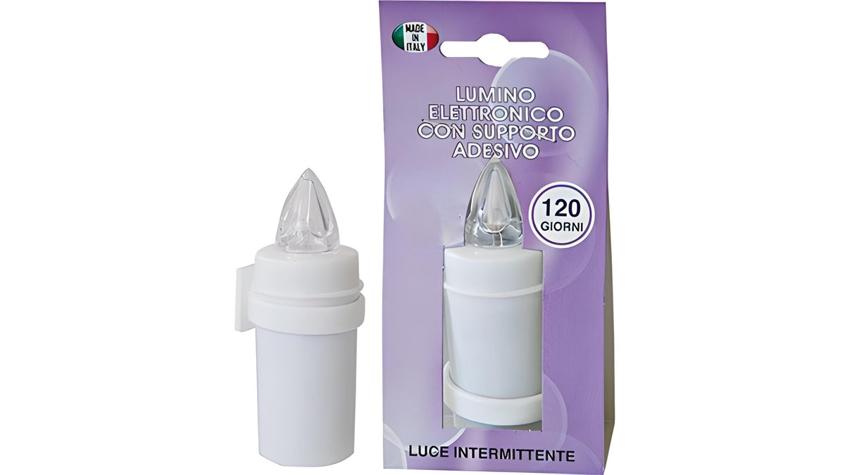 La Briantina Lumino Elettrico a Led con Supporto Adesivo, Durata 120 Giorni, Bianco con Luce Rossa Intermittente, 10xø3.5 cm