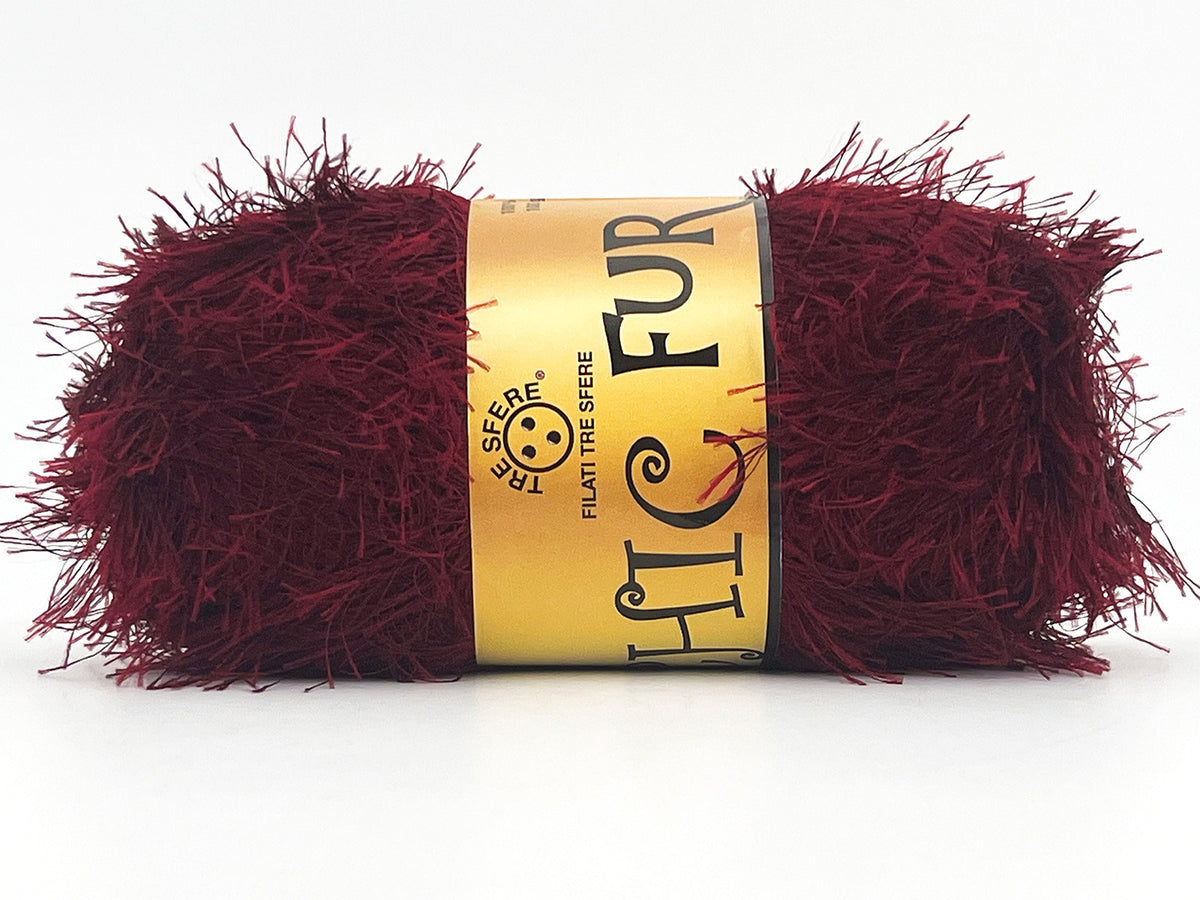 Chic Fur Filati Tre Sfere – Pelliccia Ecologica 100% Poliestere – Gomitolo 100 g - BORDEAUX