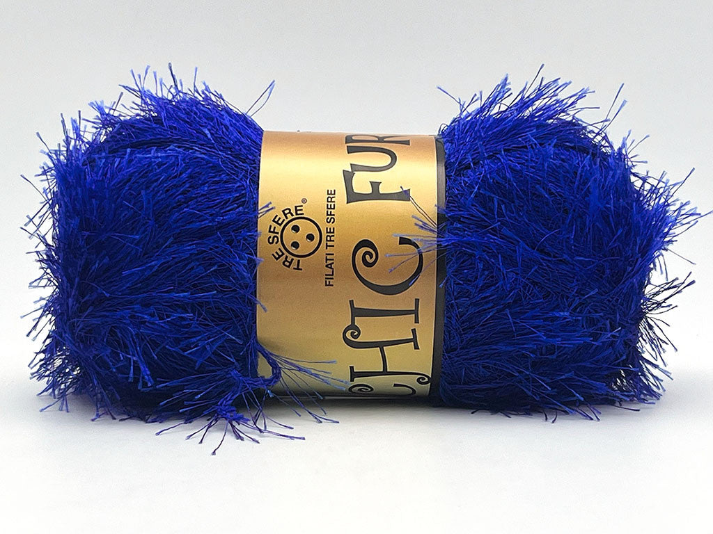 Chic Fur Filati Tre Sfere – Pelliccia Ecologica 100% Poliestere – Gomitolo 100 g - BLU SPORT