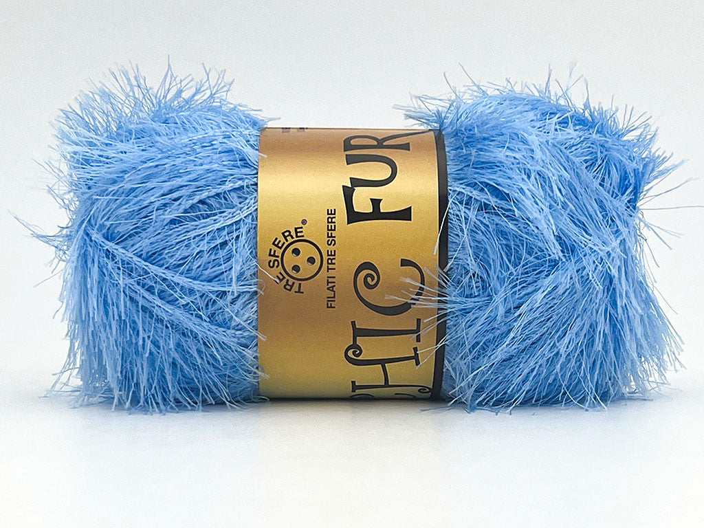 Chic Fur Filati Tre Sfere – Pelliccia Ecologica 100% Poliestere – Gomitolo 100 g - Azzurro
