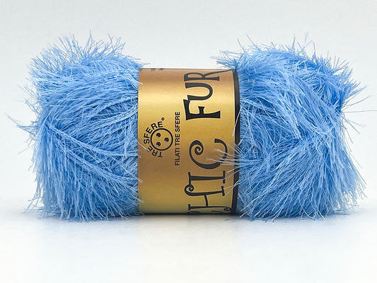 Chic Fur Filati Tre Sfere – Pelliccia Ecologica 100% Poliestere – Gomitolo 100 g - Azzurro