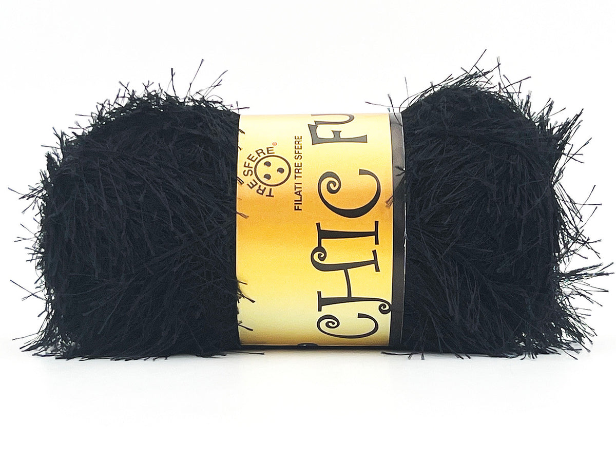 Chic Fur Filati Tre Sfere – Pelliccia Ecologica 100% Poliestere – Gomitolo 100 g - Nero
