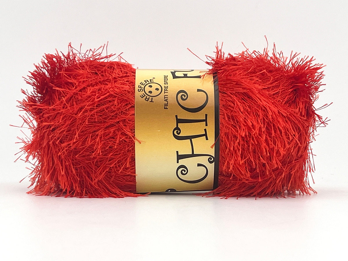 Chic Fur Filati Tre Sfere – Pelliccia Ecologica 100% Poliestere – Gomitolo 100 g - Rosso