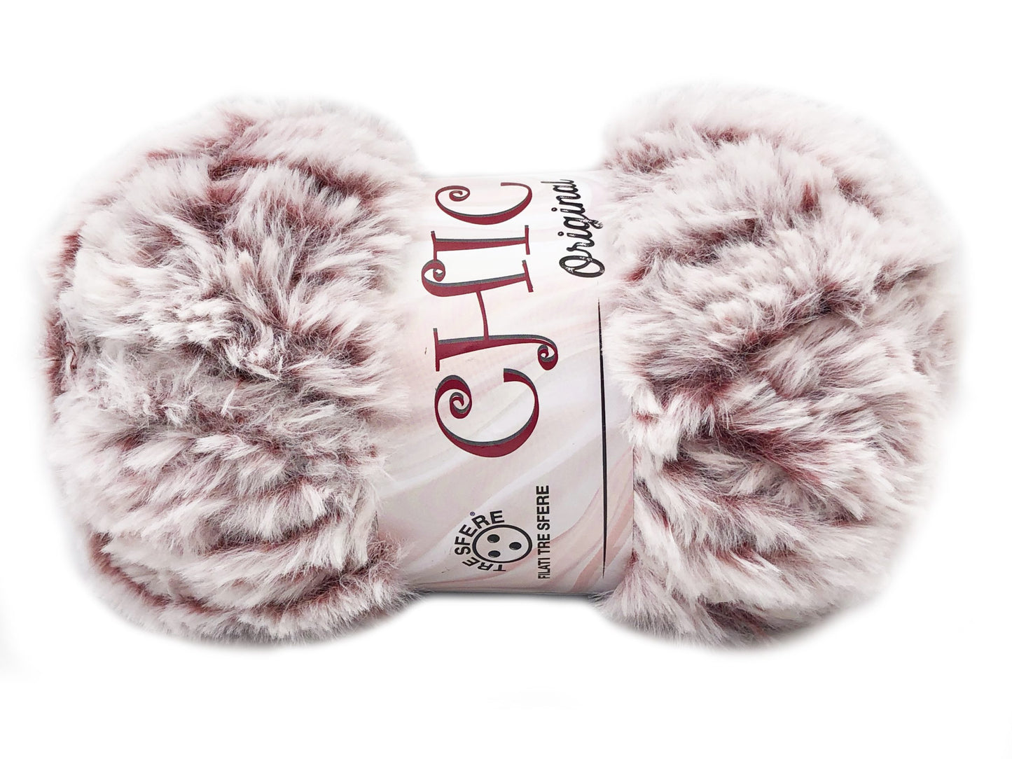 Lana Pelliccia Ecologica Effetto Pelo – Filato Pelliccia Sintetica 100% Poliestere – Gomitolo 100 g - BORDEAUX-NAT