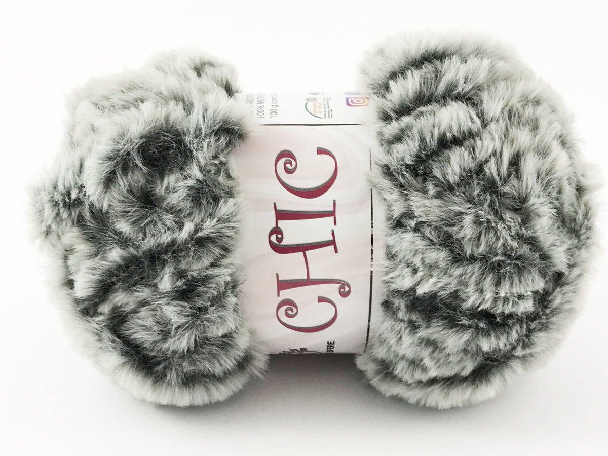 Lana Pelliccia Ecologica Effetto Pelo – Filato Pelliccia Sintetica 100% Poliestere – Gomitolo 100 g - GRIGIO-NAT