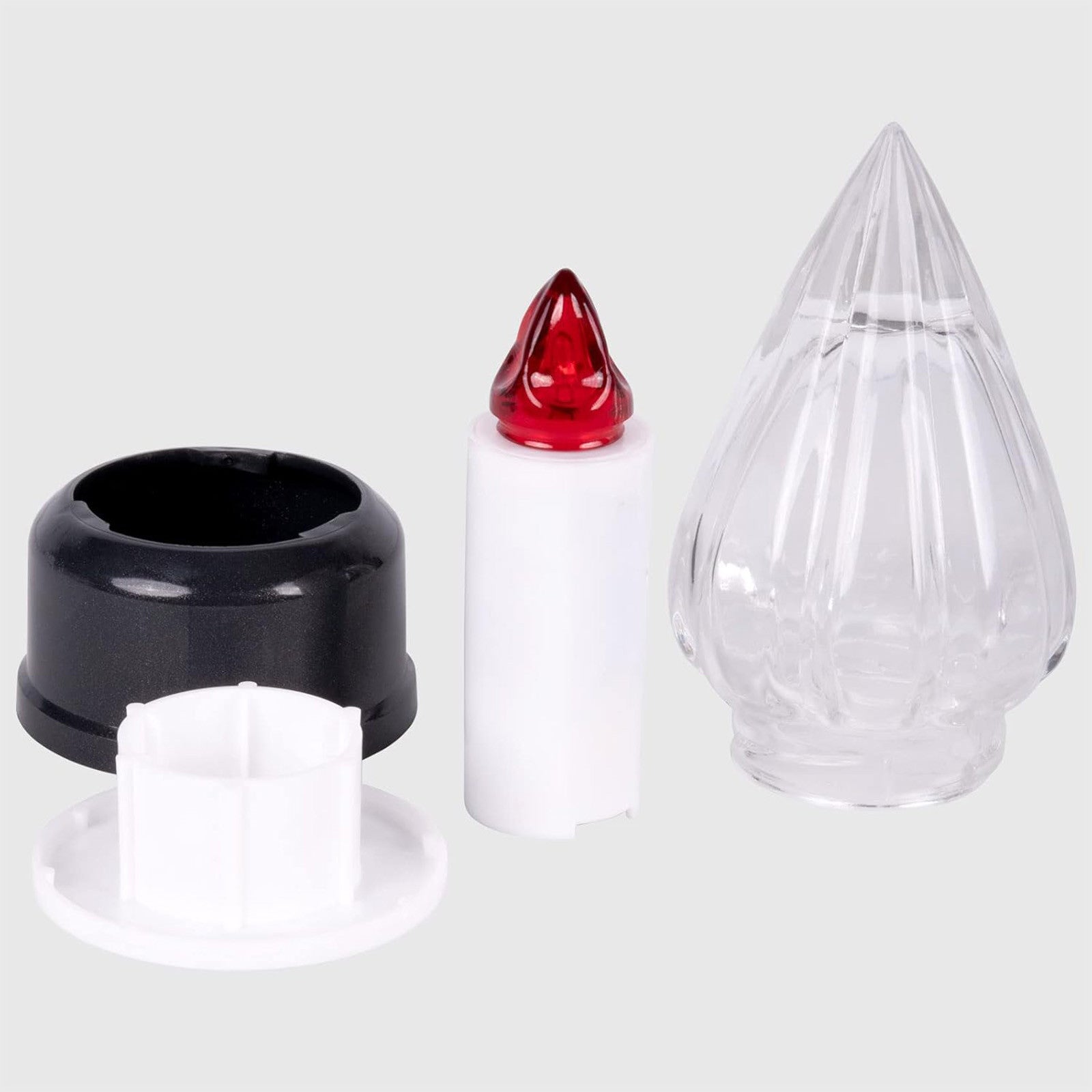 Lumini Cimitero a Batteria LED Stilo Pacis - Candele Elettriche Bianco/Rosso