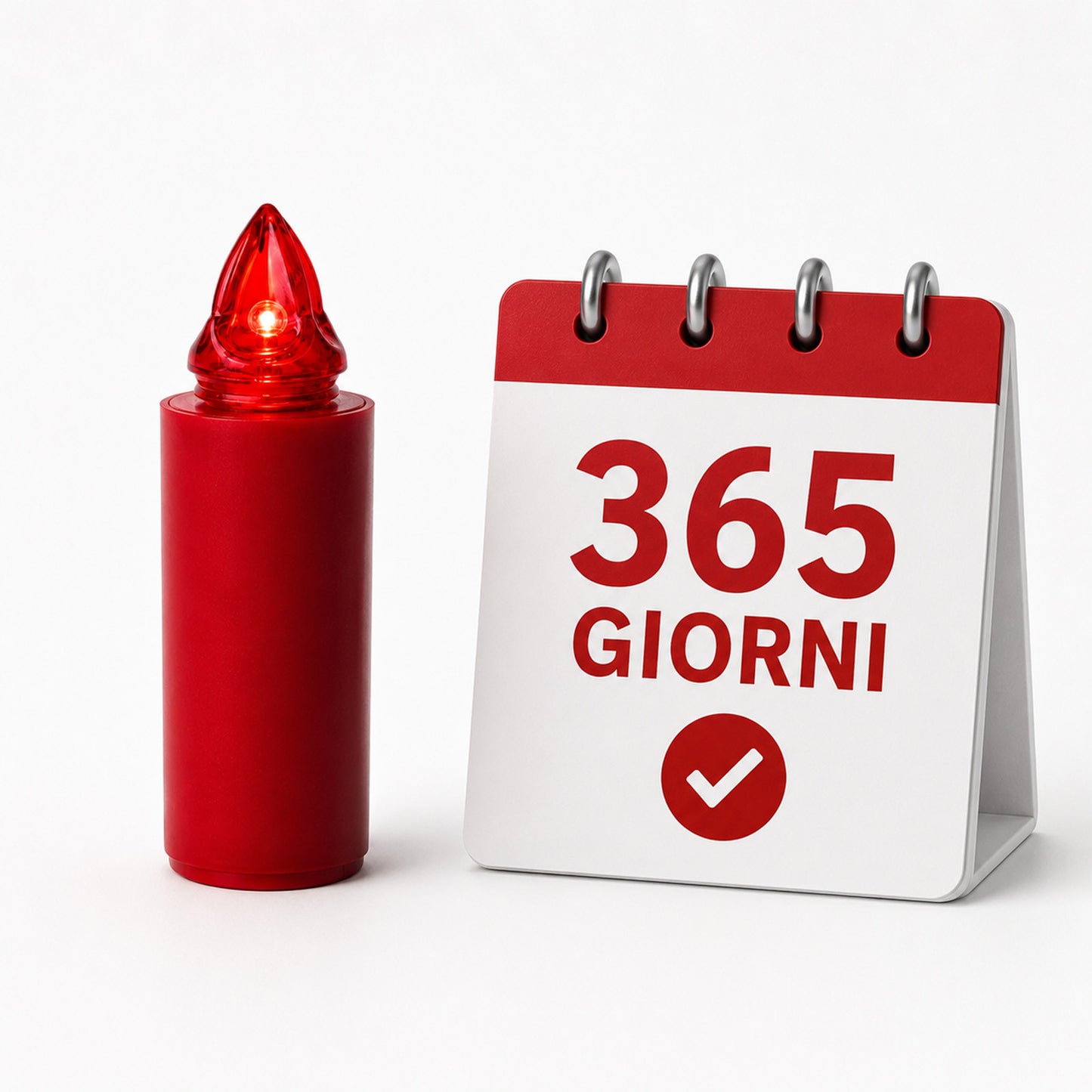 Lumino Elettrico a Led Stilo Pacis, Durata 365 Giorni, Rosso con  Luce Intermittente, 9.5xø3 cm