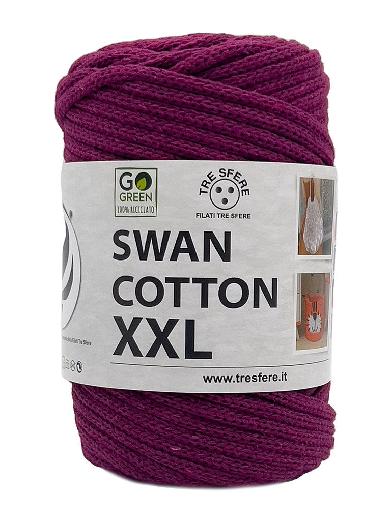 Cordino Uncinetto Cotone XXL 250g Swan Filato 70% Cotone 30% Poliestere 4 mm per Borse Cestini Fai da Te Morbido Resistente - VIOLETTA