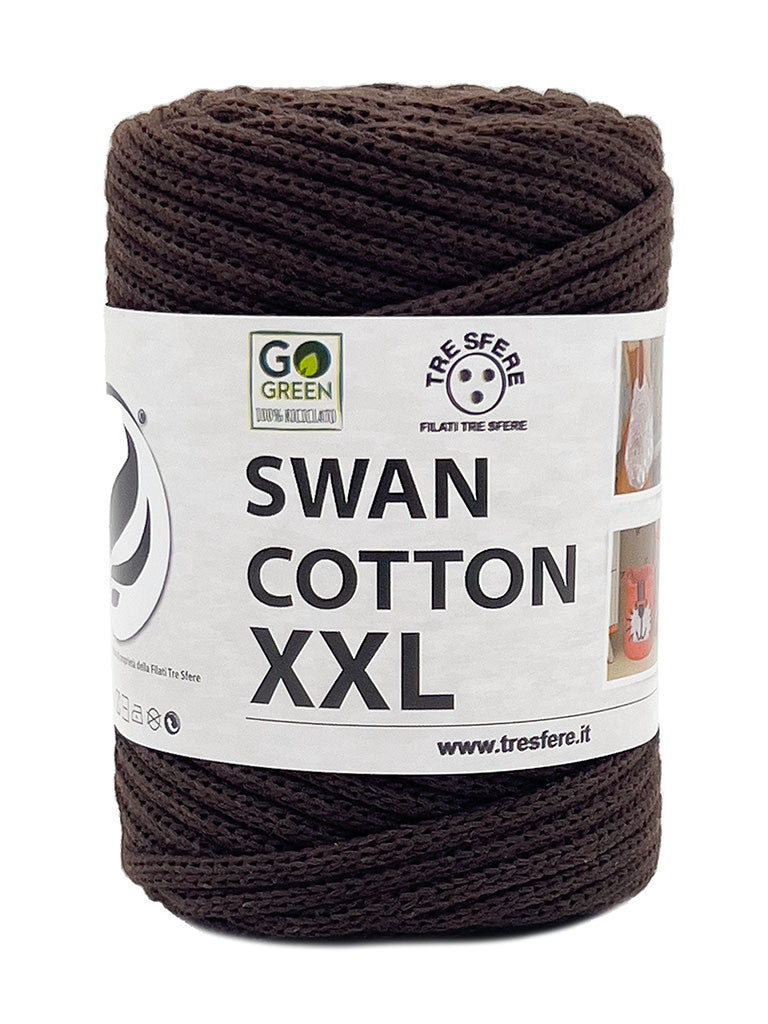 Cordino Uncinetto Cotone XXL 250g Swan Filato 70% Cotone 30% Poliestere 4 mm per Borse Cestini Fai da Te Morbido Resistente - TESTA DI MORO