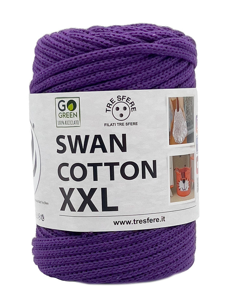 Cordino Uncinetto Cotone XXL 250g Swan Filato 70% Cotone 30% Poliestere 4 mm per Borse Cestini Fai da Te Morbido Resistente - LILLA