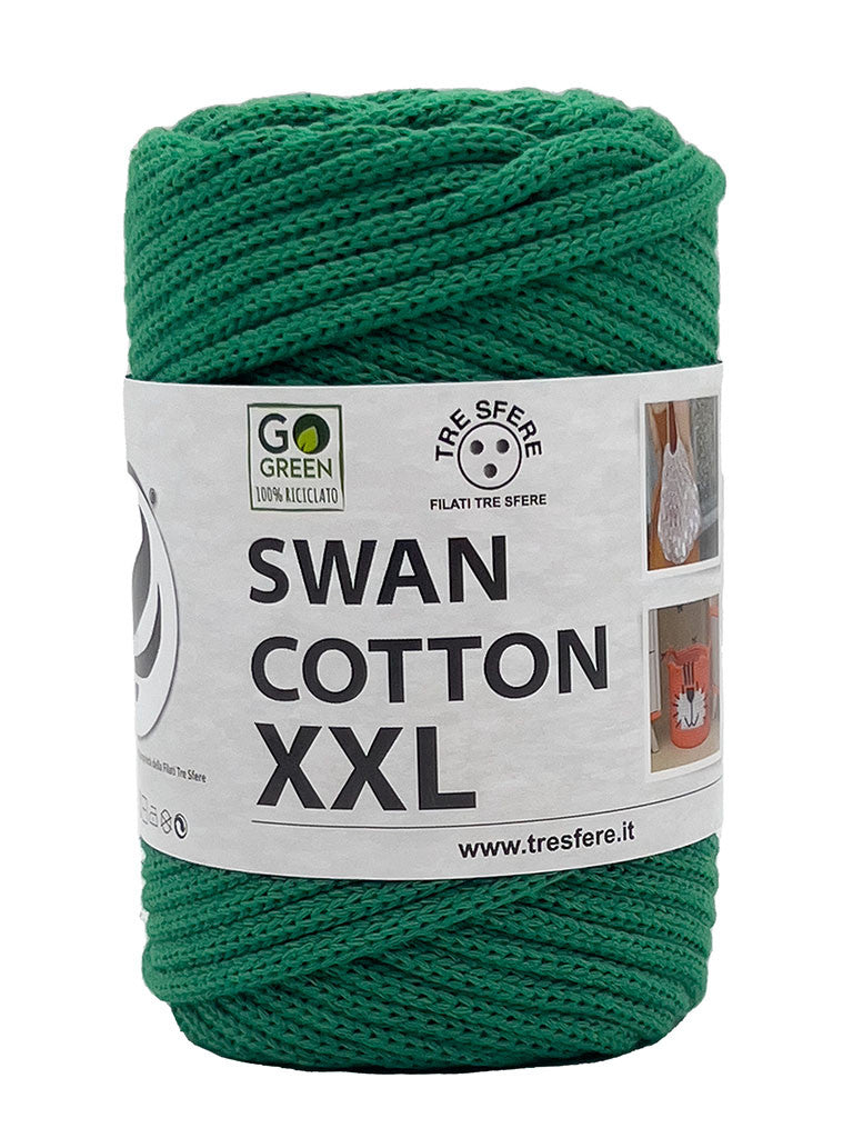 Cordino Uncinetto Cotone XXL 250g Swan Filato 70% Cotone 30% Poliestere 4 mm per Borse Cestini Fai da Te Morbido Resistente - VERDE BENETTON