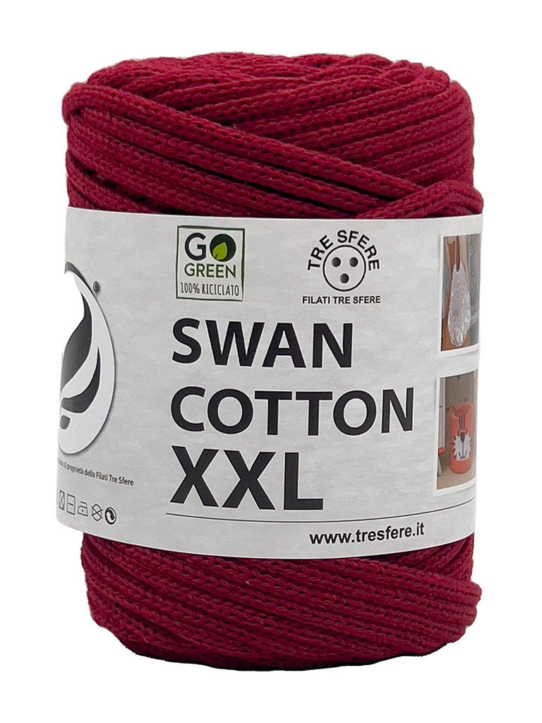 Cordino Uncinetto Cotone XXL 250g Swan Filato 70% Cotone 30% Poliestere 4 mm per Borse Cestini Fai da Te Morbido Resistente - ROSSO BORGOGNA