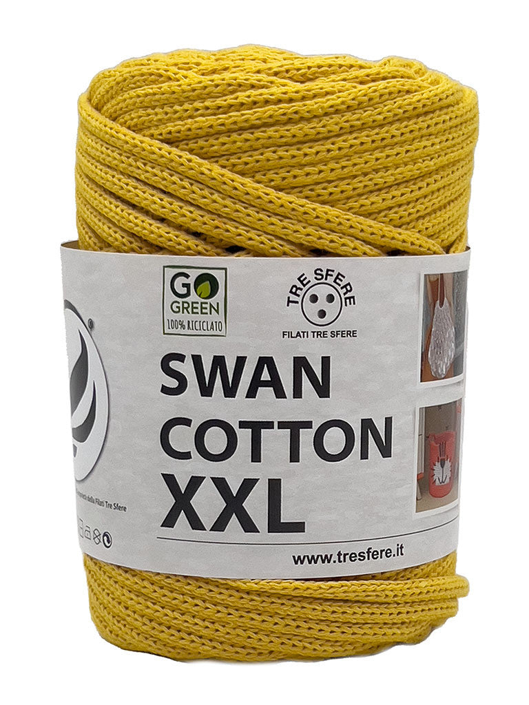 Cordino Uncinetto Cotone XXL 250g Swan Filato 70% Cotone 30% Poliestere 4 mm per Borse Cestini Fai da Te Morbido Resistente - Giallo