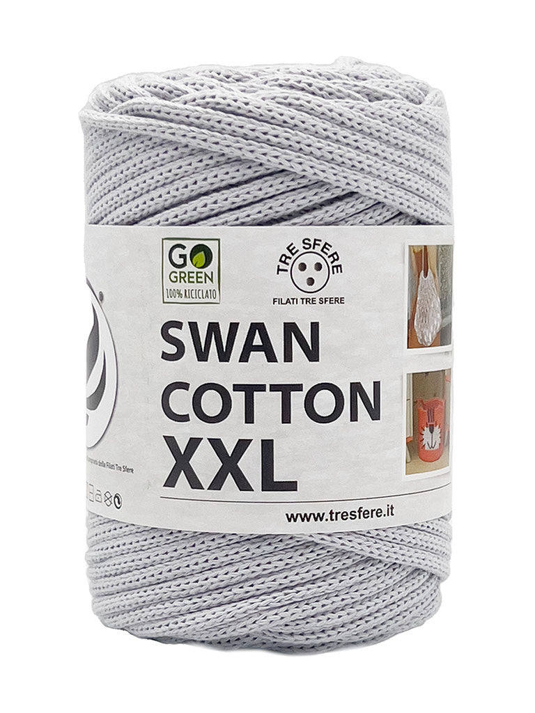 Cordino Uncinetto Cotone XXL 250g Swan Filato 70% Cotone 30% Poliestere 4 mm per Borse Cestini Fai da Te Morbido Resistente - GRIGIO PIETRA