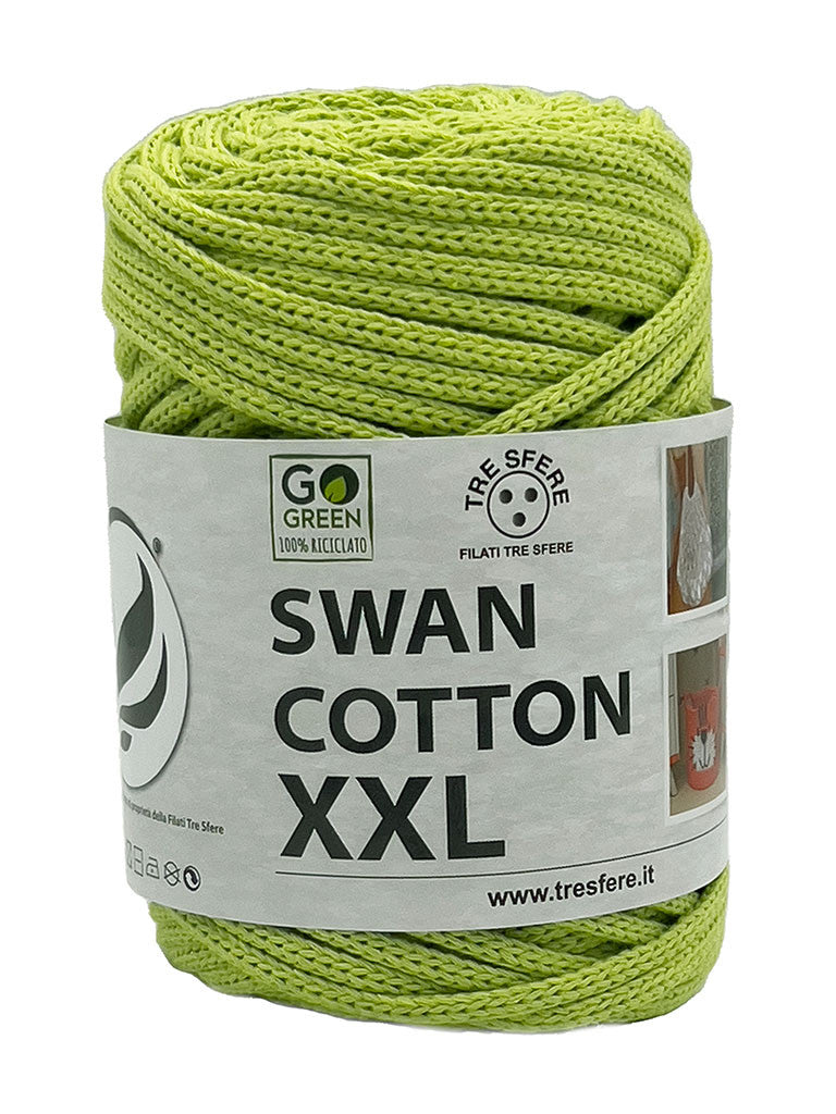 Cordino Uncinetto Cotone XXL 250g Swan Filato 70% Cotone 30% Poliestere 4 mm per Borse Cestini Fai da Te Morbido Resistente - VERDE PISTACCHIO