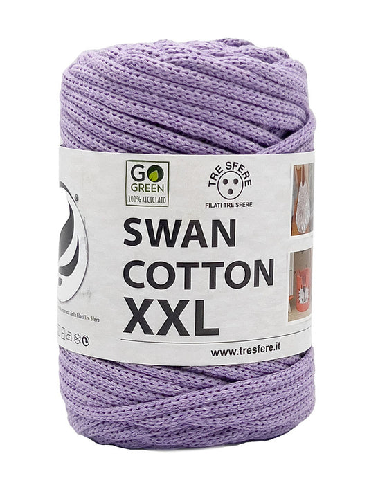 Cordino Uncinetto Cotone XXL 250g Swan Filato 70% Cotone 30% Poliestere 4 mm per Borse Cestini Fai da Te Morbido Resistente - LILLA CHIARO