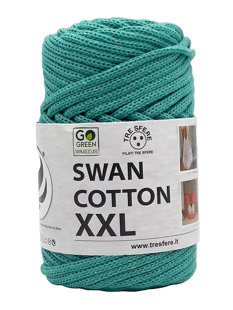 Cordino Uncinetto Cotone XXL 250g Swan Filato 70% Cotone 30% Poliestere 4 mm per Borse Cestini Fai da Te Morbido Resistente - Verde