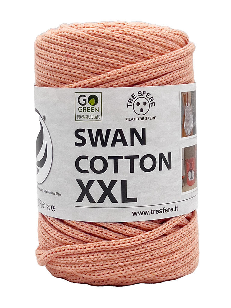 Cordino Uncinetto Cotone XXL 250g Swan Filato 70% Cotone 30% Poliestere 4 mm per Borse Cestini Fai da Te Morbido Resistente - ALBICOCCA
