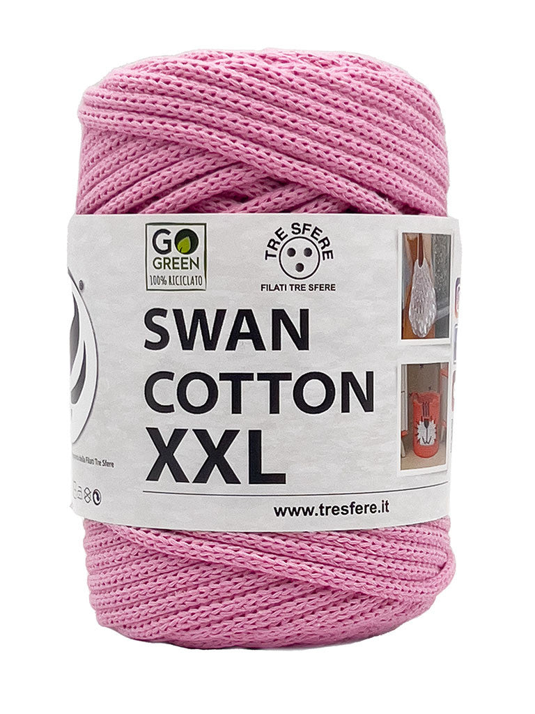 Cordino Uncinetto Cotone XXL 250g Swan Filato 70% Cotone 30% Poliestere 4 mm per Borse Cestini Fai da Te Morbido Resistente - Rosa