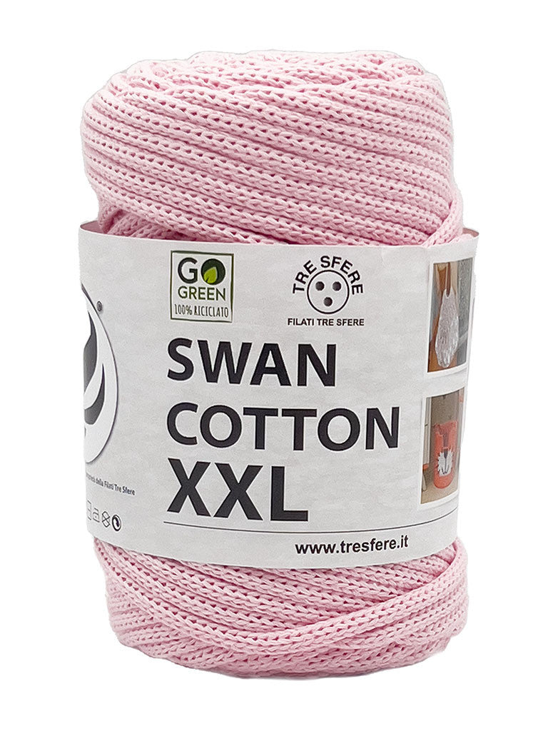 Cordino Uncinetto Cotone XXL 250g Swan Filato 70% Cotone 30% Poliestere 4 mm per Borse Cestini Fai da Te Morbido Resistente - ROSA BABY
