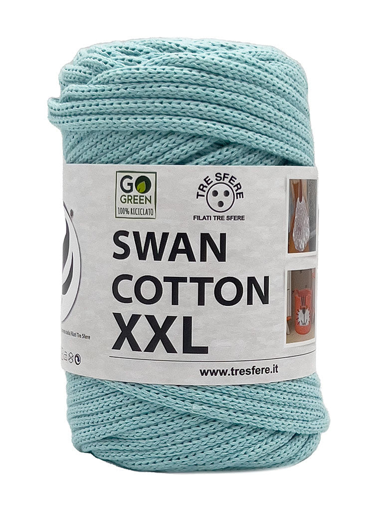 Cordino Uncinetto Cotone XXL 250g Swan Filato 70% Cotone 30% Poliestere 4 mm per Borse Cestini Fai da Te Morbido Resistente - VERDE MENTA