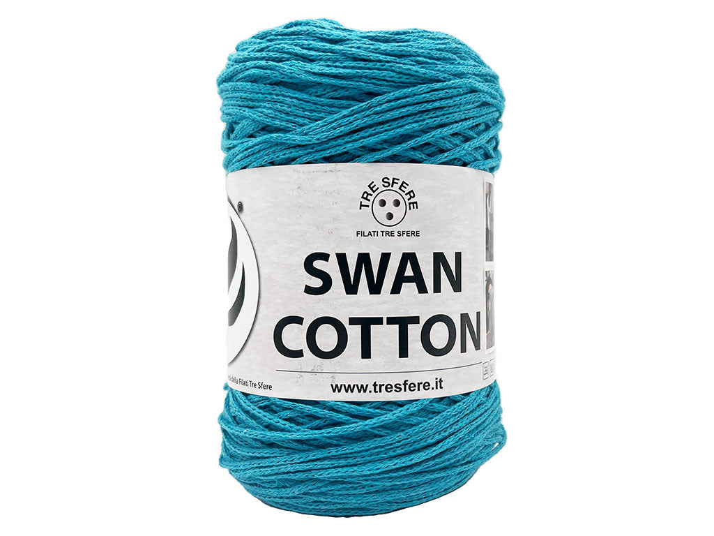 Cordino Uncinetto Cotone 250g Swan Filato 70% Cotone 30% Poliestere 2 mm per Borse Cestini Accessori Fai da Te - TURCHESE