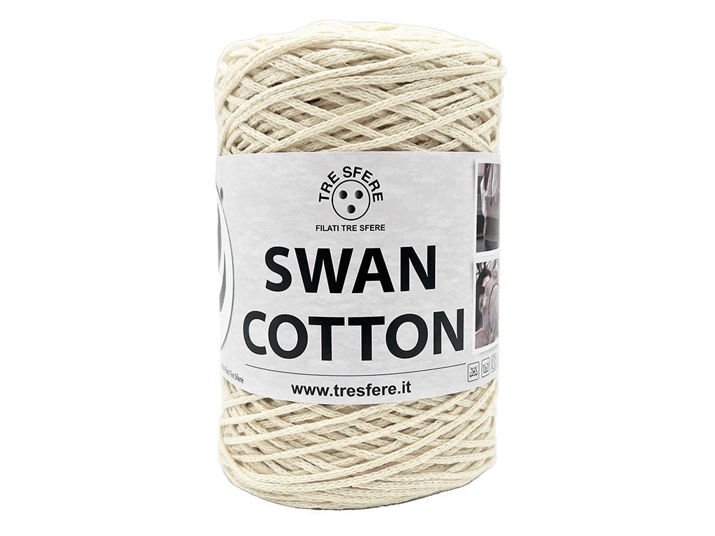 Cordino Uncinetto Cotone 250g Swan Filato 70% Cotone 30% Poliestere 2 mm per Borse Cestini Accessori Fai da Te - PANNA