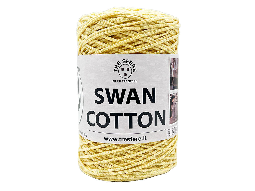 Cordino Uncinetto Cotone 250g Swan Filato 70% Cotone 30% Poliestere 2 mm per Borse Cestini Accessori Fai da Te - GIALLO CHIARO
