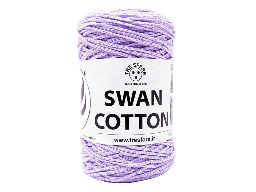 Cordino Uncinetto Cotone 250g Swan Filato 70% Cotone 30% Poliestere 2 mm per Borse Cestini Accessori Fai da Te - LILLA CHIARO